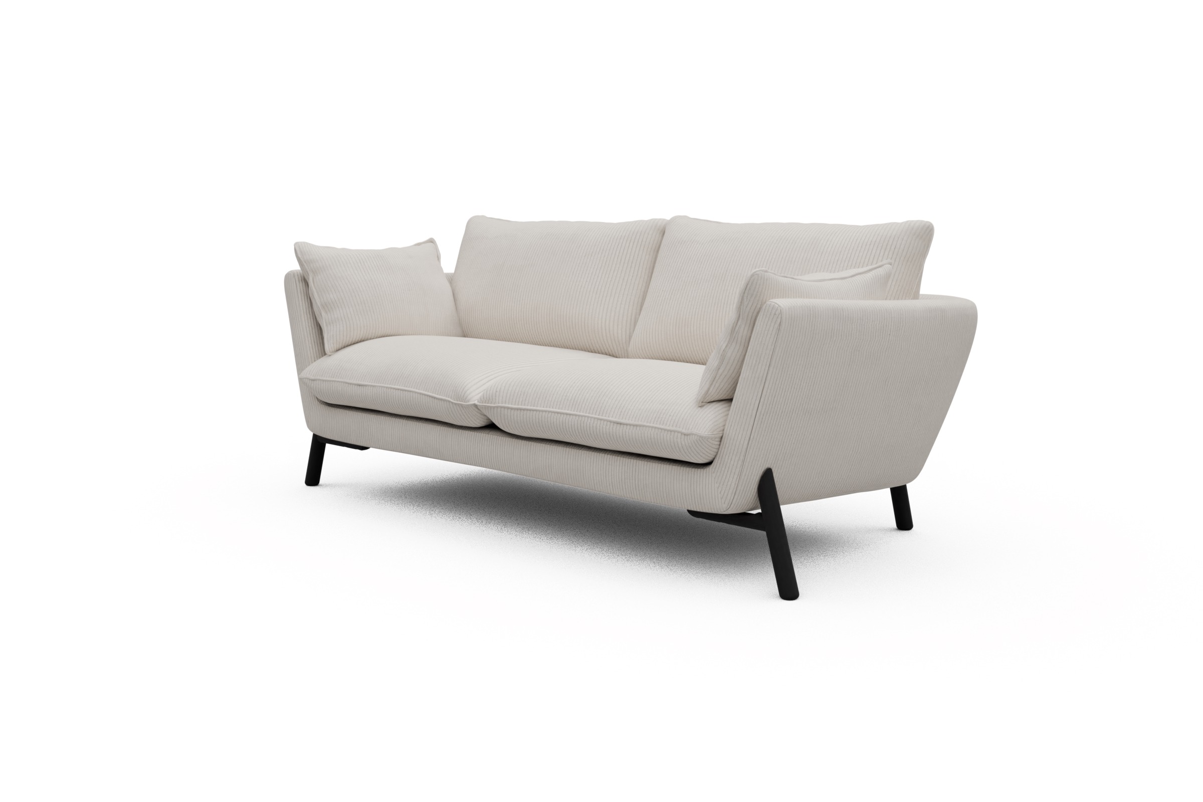Sofa Emil 2-Sitzer Beinfarbe Eiche Schwarz Corduroy-Ivory