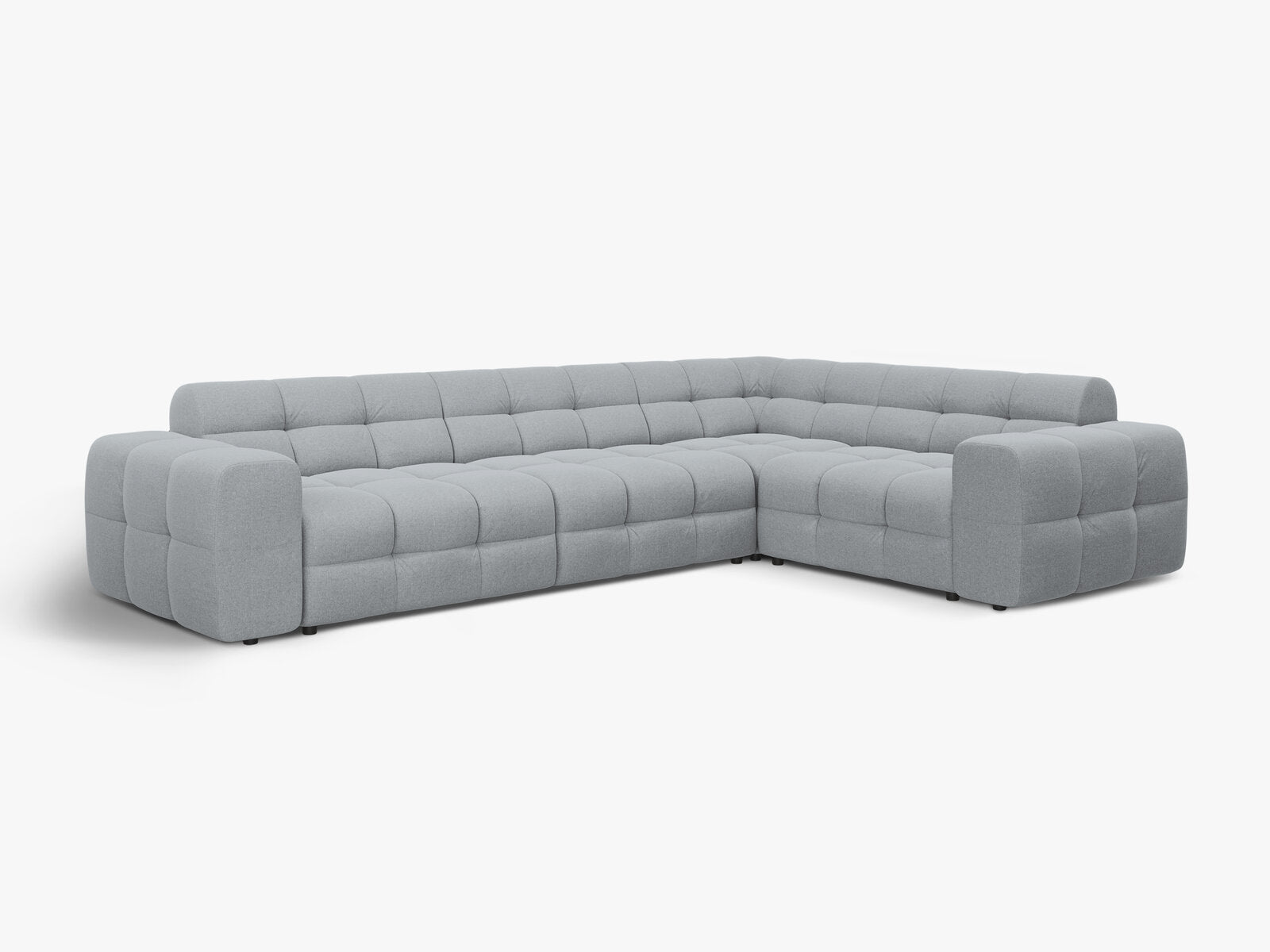Micadoni Ecksofa Kendal 6-Sitzer Rechts Strukturierter Stoff Platinum