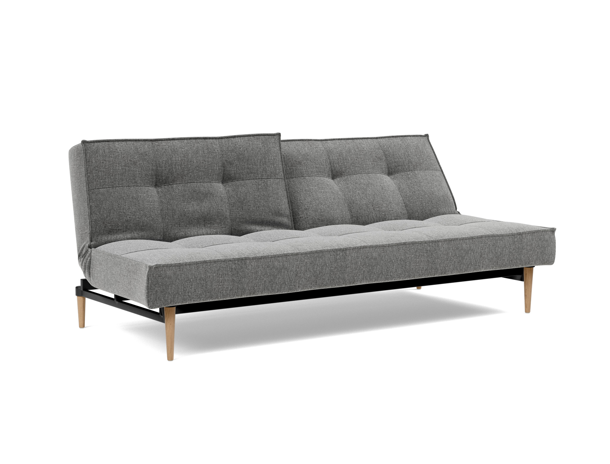 Schlafsofa Splitback Strukturierter Stoff Twist 563-Charcoal Beine Styletto Eiche hell