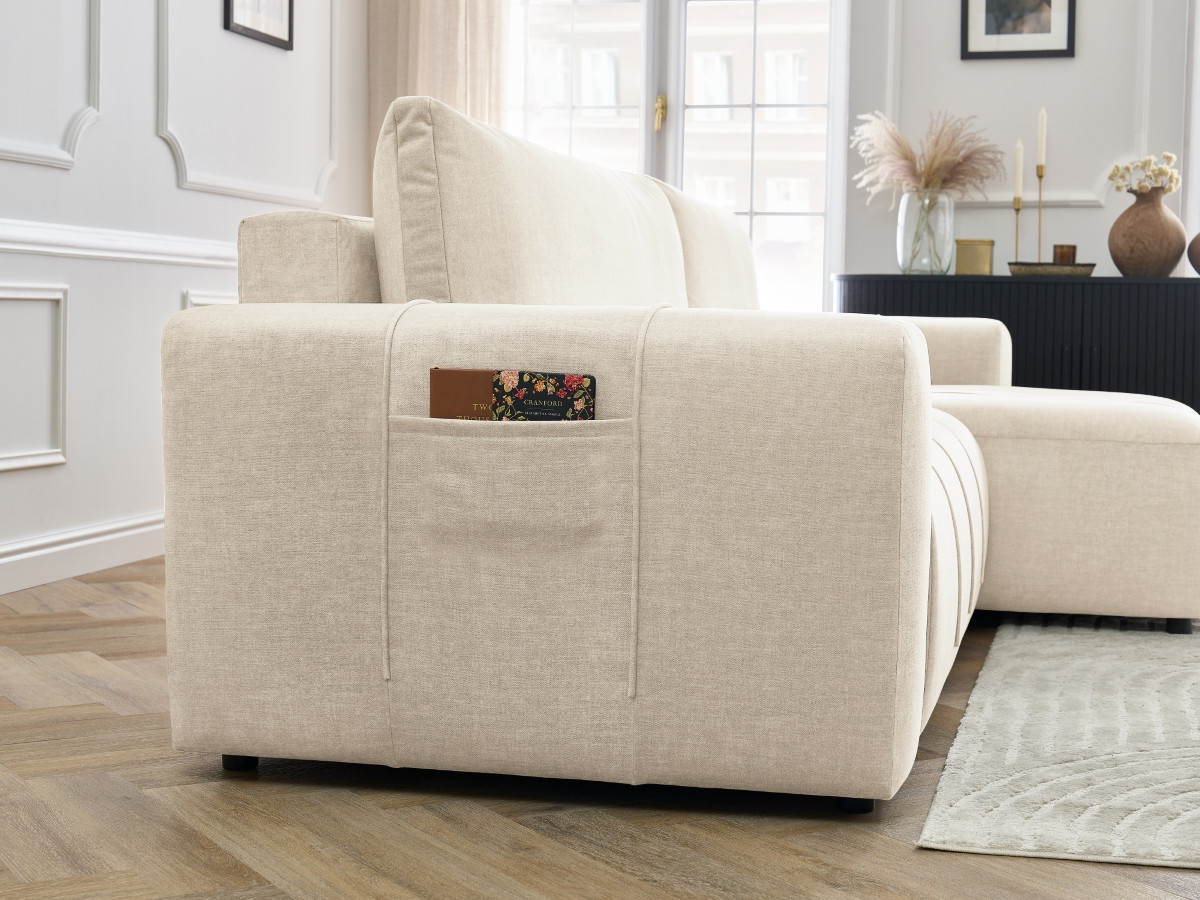 Bobochic Arsene Ecksofa mit Schlaffunktion und Bettkasten 288 × 148 cm Samt Beige