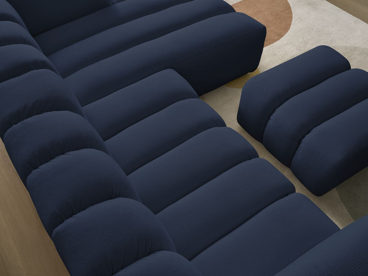 Bobochic Talia Ecksofa mit Pouf Melange-Stoff Dunkelblau Ecke rechts