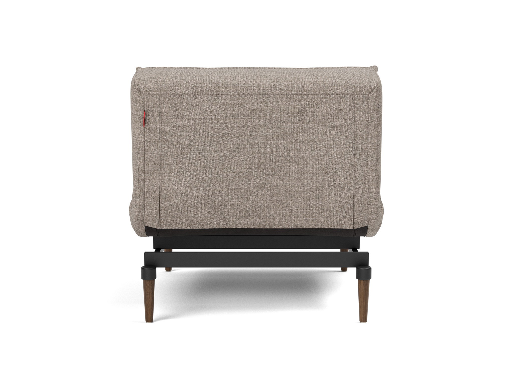 Sessel Splitback Chenille Yuveno 472-Warm-Grey Beine Styletto Eiche dunkel