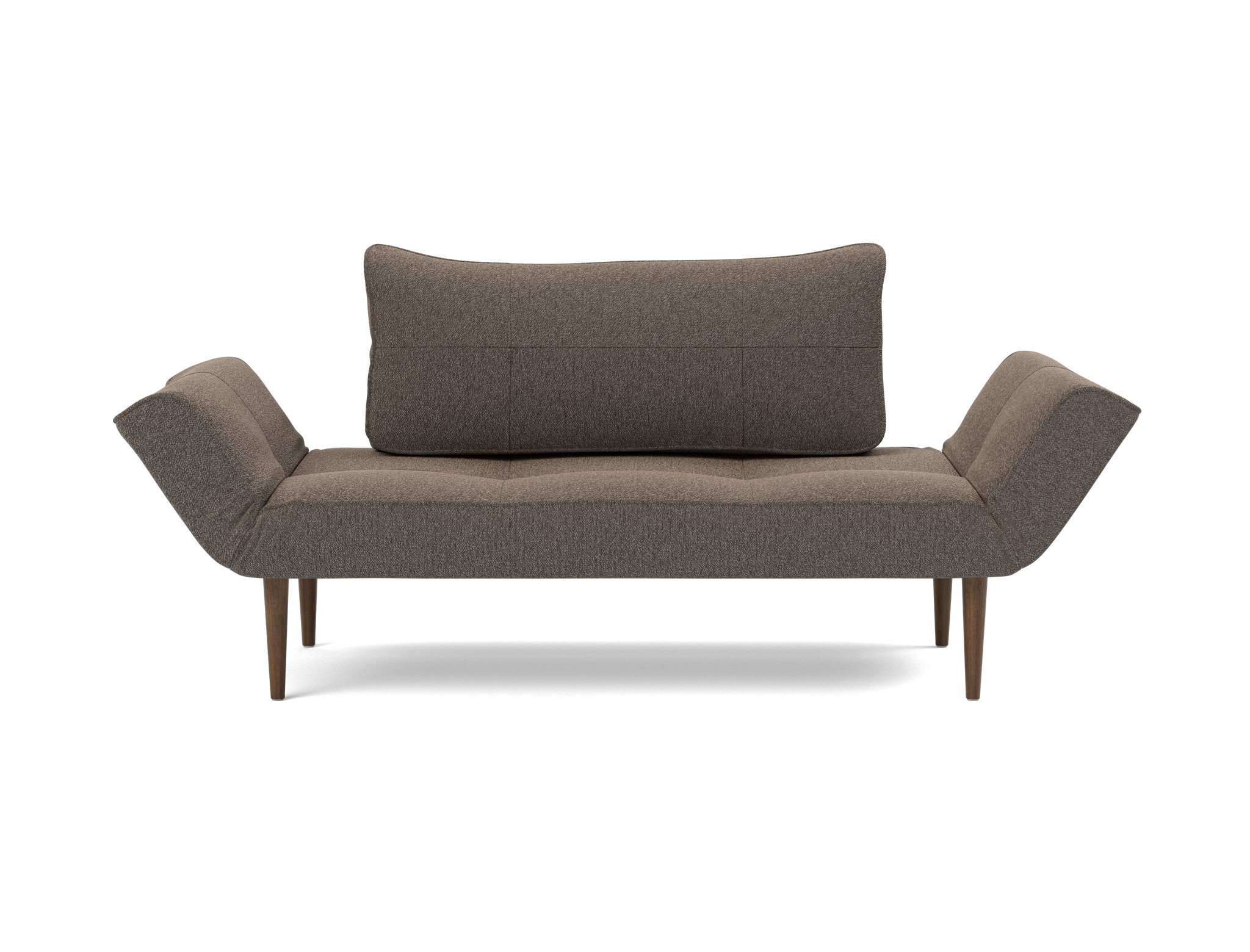 Tagesbett Zeal Boucle Skandi 530-Taupe Beine Styletto Eiche dunkel