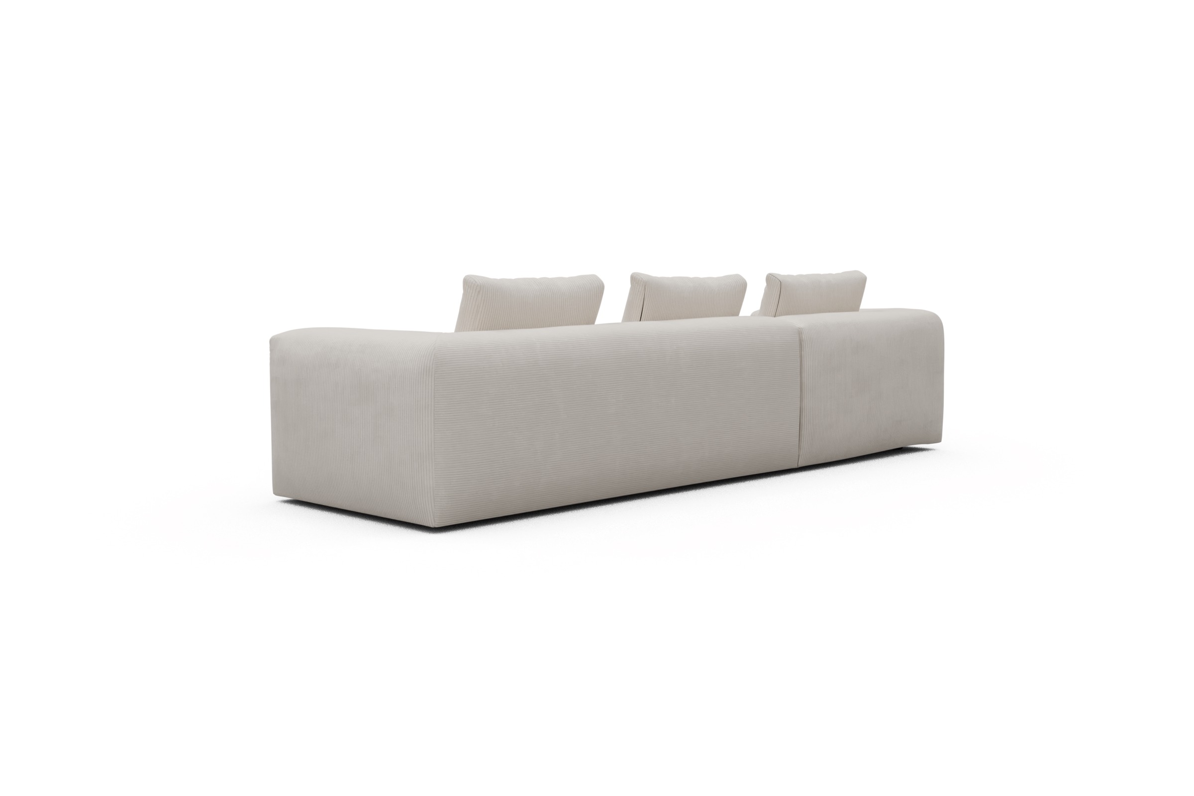 Ecksofa Fred Chaiselongue links mit 2,5-Sitzer Corduroy-Ivory