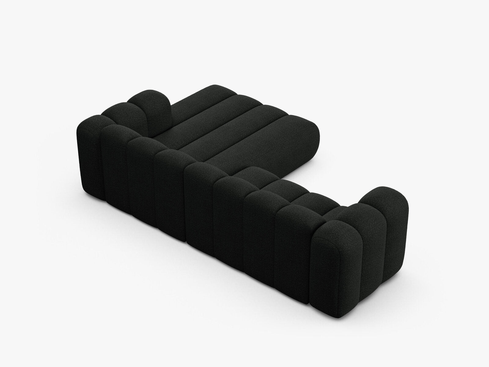 Micadoni Modulares Ecksofa Lupine 4-Sitzer mittelgroß Rechts Boucle Baloo Schwarz