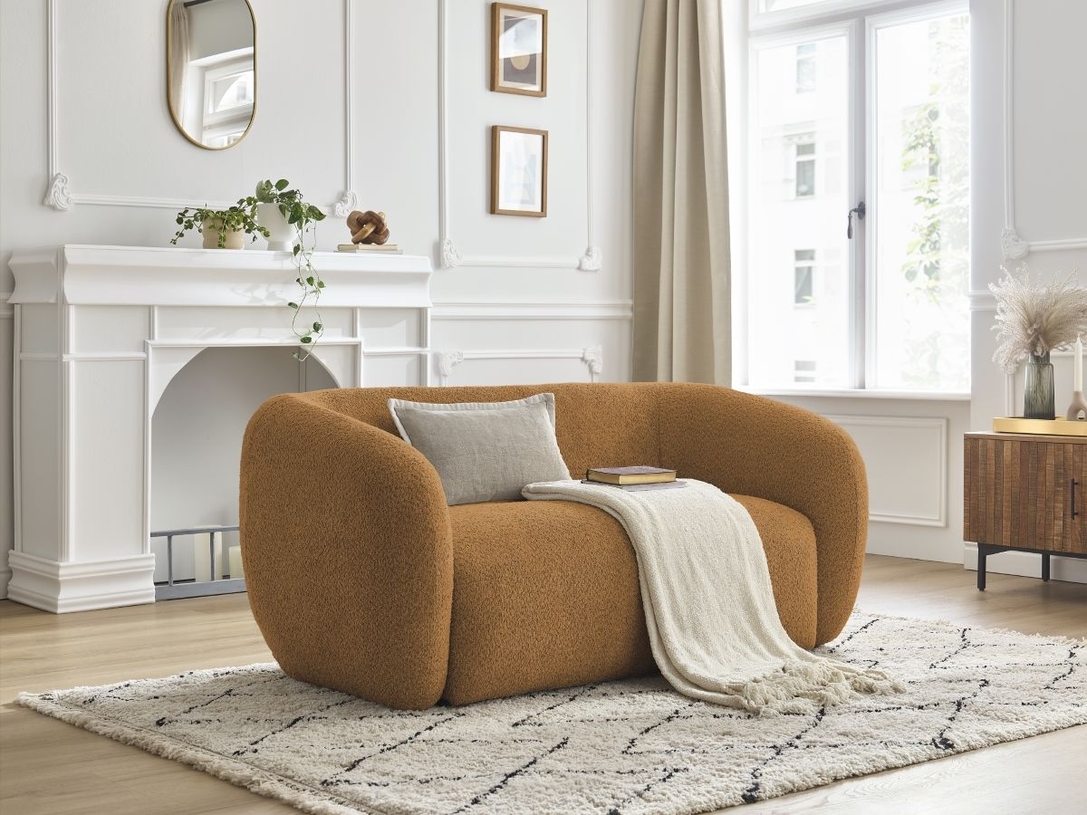 Bobochic Celine Sofa 2-Sitzer Bouclé-Stoff Gelb