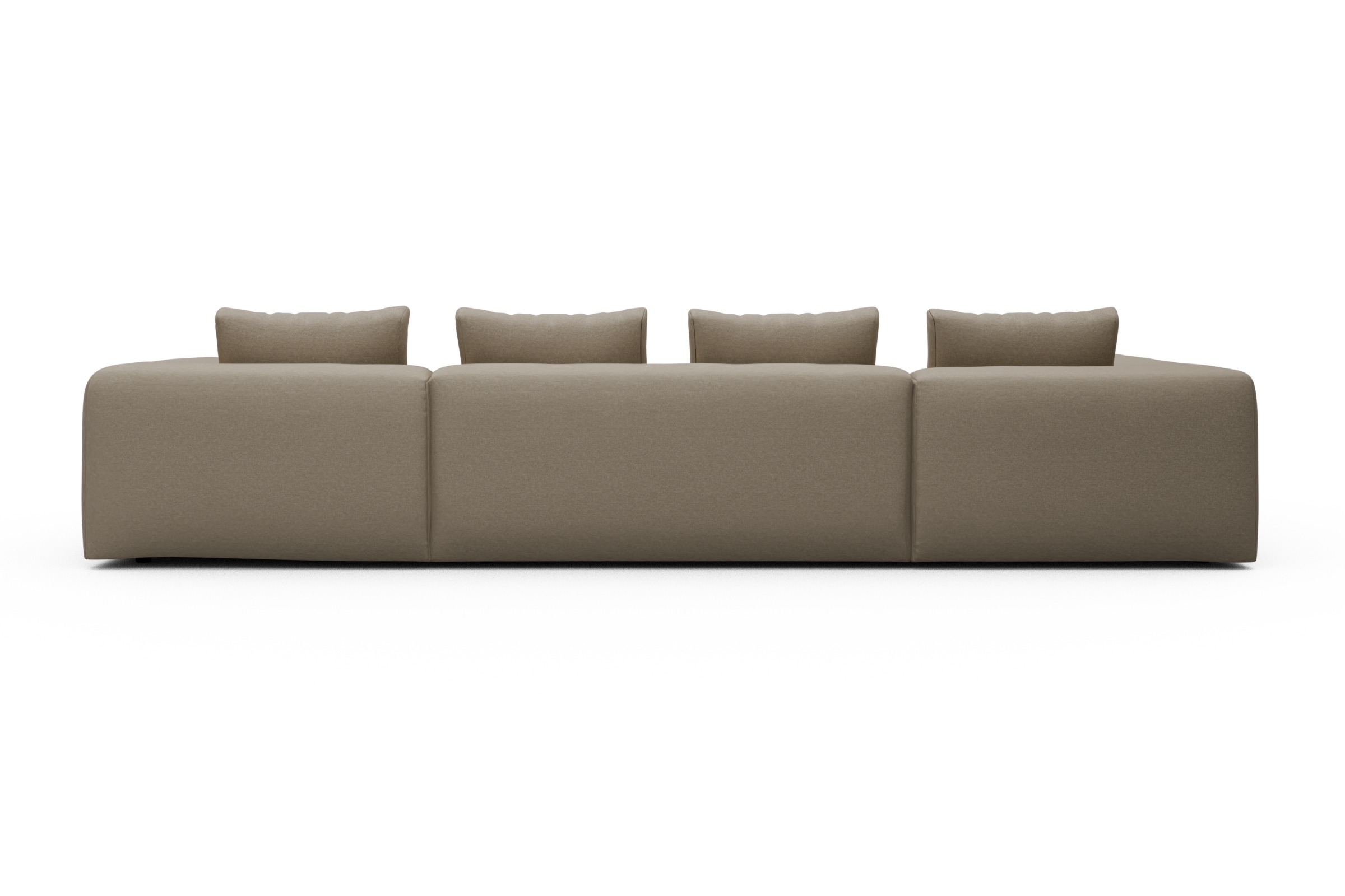 Wohnlandschaft Fred Relax-Ecke links mit 2-Sitzer und Chaiselongue rechts Strukturierter Stoff Satya 445-Natural-Beige