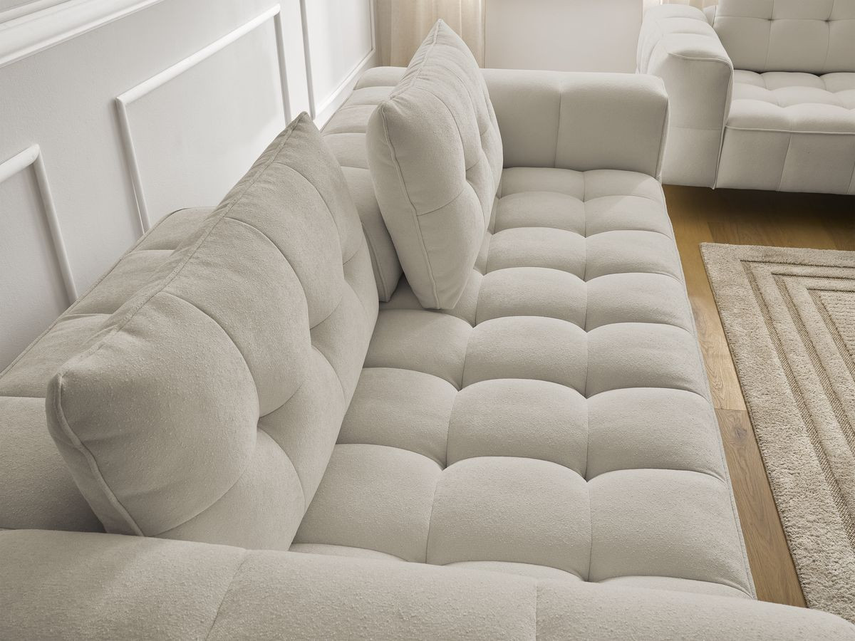 Bobochic Anis Sofa-Set 3- und 2-Sitzer mit Pouf Strukturstoff Beige