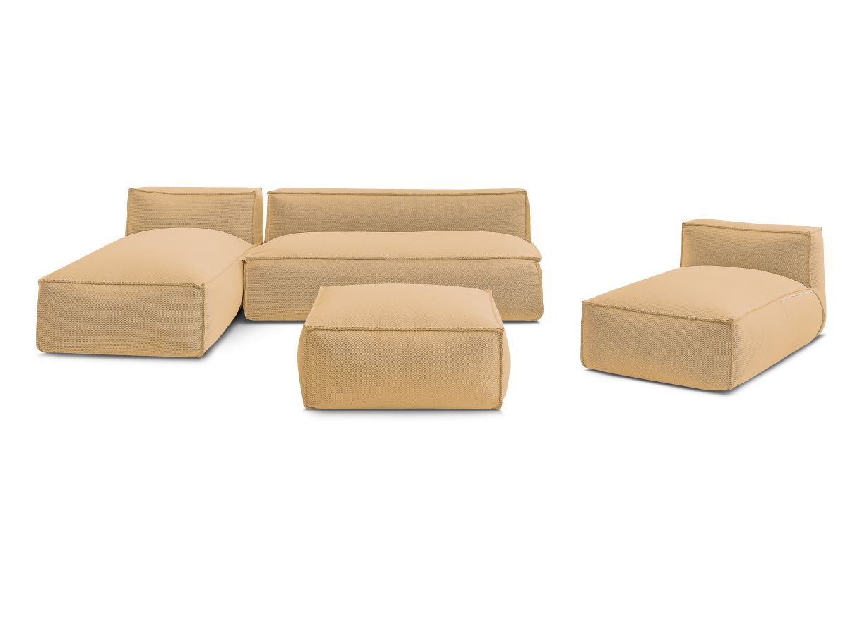 Bobochic Biarritz Gartensofa 4-Sitzer mit Pouf 332 × 168 cm Melange-Stoff Orange