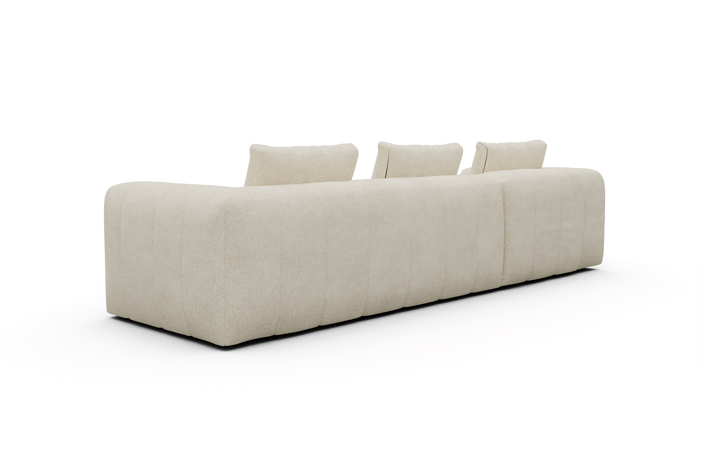 Ecksofa Hugo 2,5-Sitzer Armlehne rechts mit Chaiselongue Boucle-Off-White