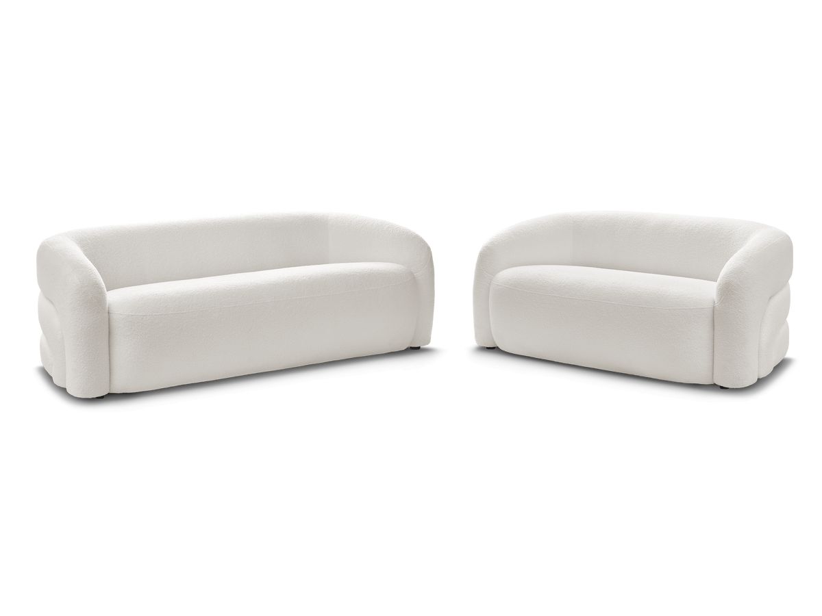 Bobochic Elina Sofa 5-Sitzer Bouclé-Stoff Weiß