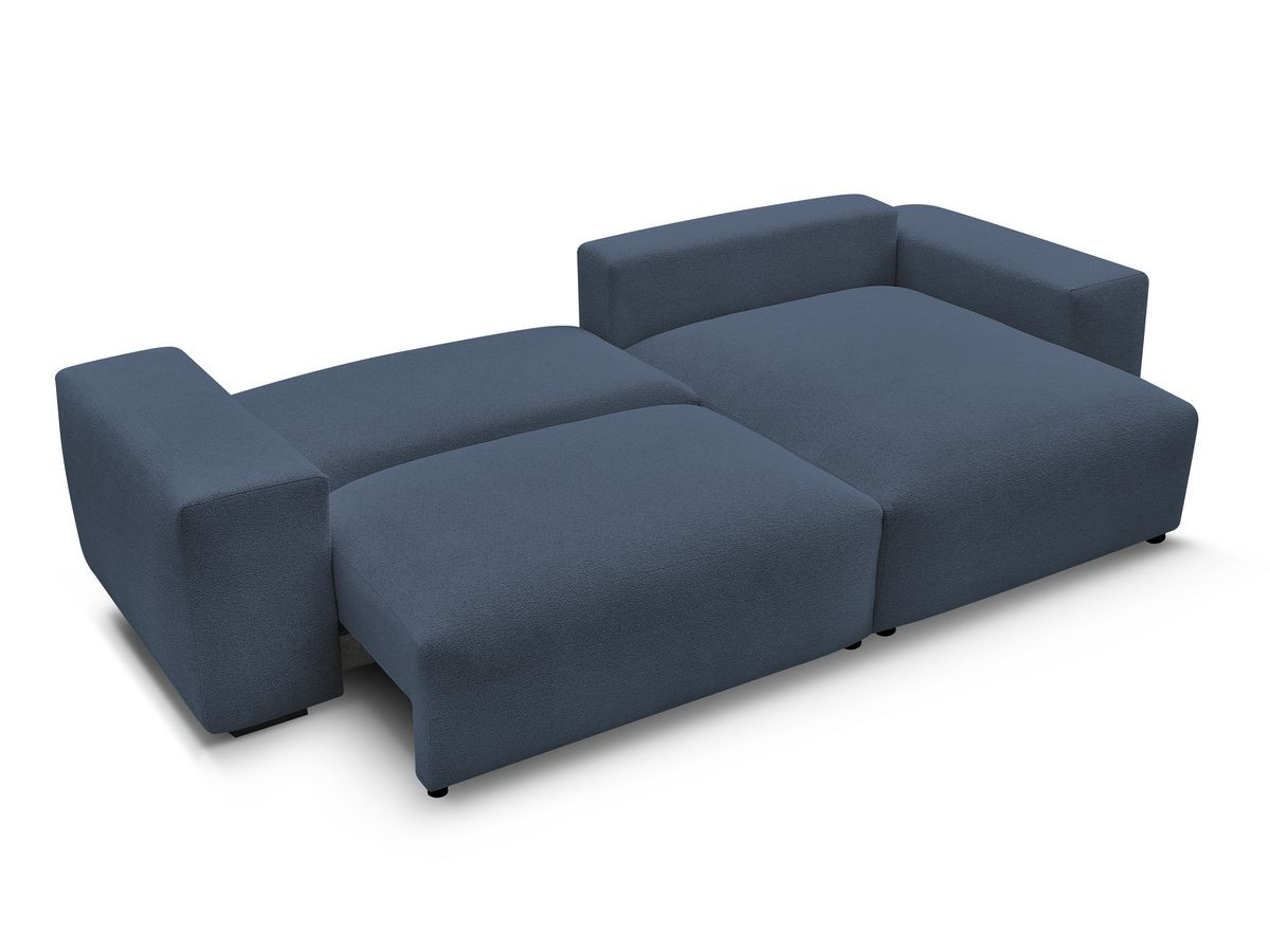 Bobochic Voltaire Ecksofa mit Schlaffunktion und Bettkasten Melange-Stoff Dunkelblau