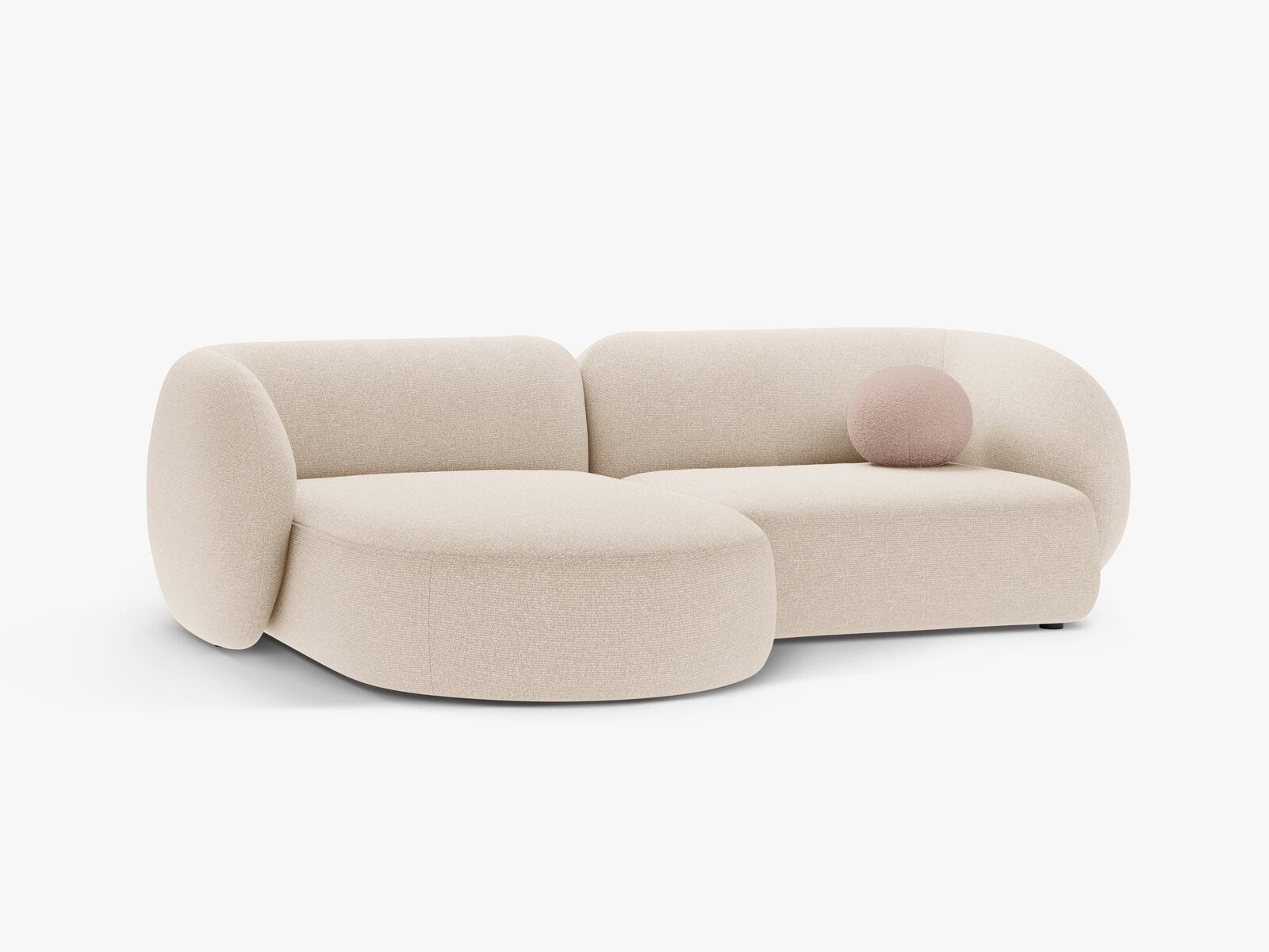 Micadoni Ecksofa Kate 2-Sitzer Links Strukturierter Stoff Hellbeige Melange