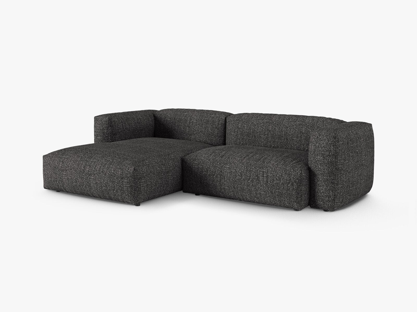 Micadoni Ecksofa Martina 2-Sitzer 90cm Sitztiefe Links Boucle Monet Anthrazit