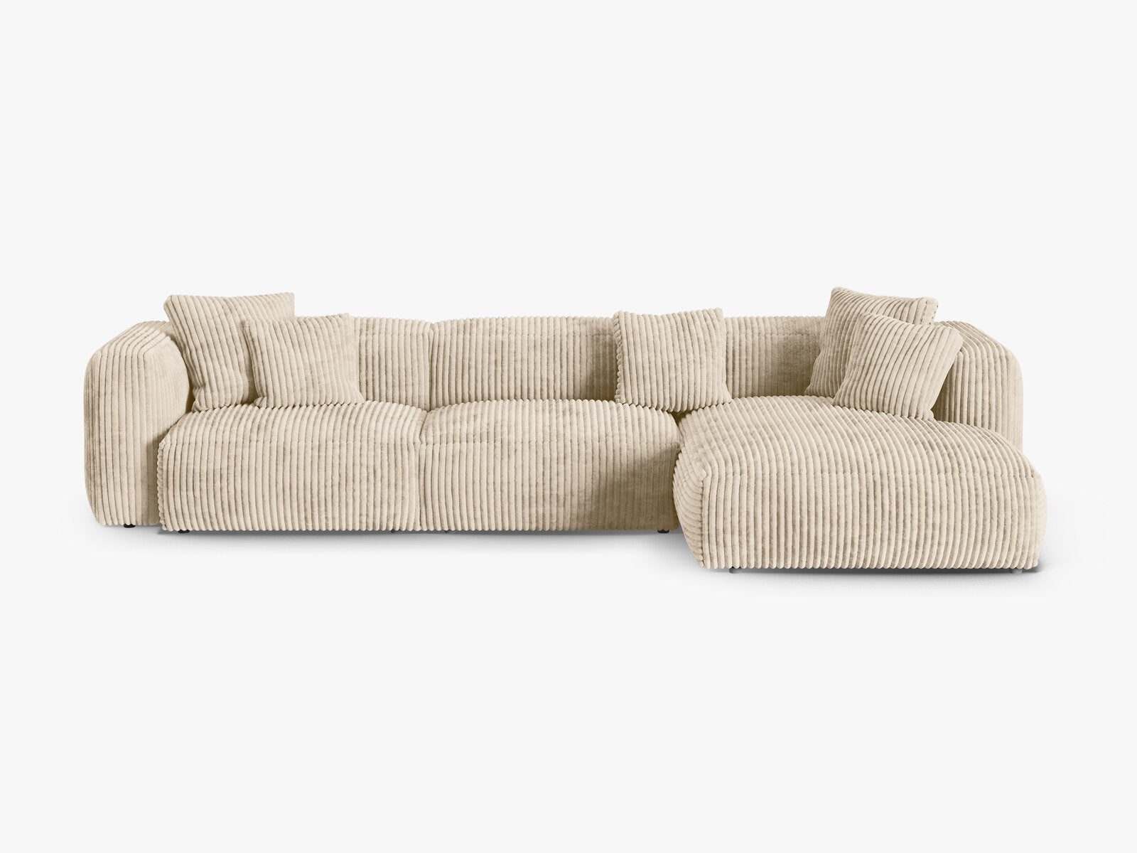Micadoni Ecksofa Martina 3-Sitzer 90cm Sitztiefe Rechts Kord Tilia Helles Beige