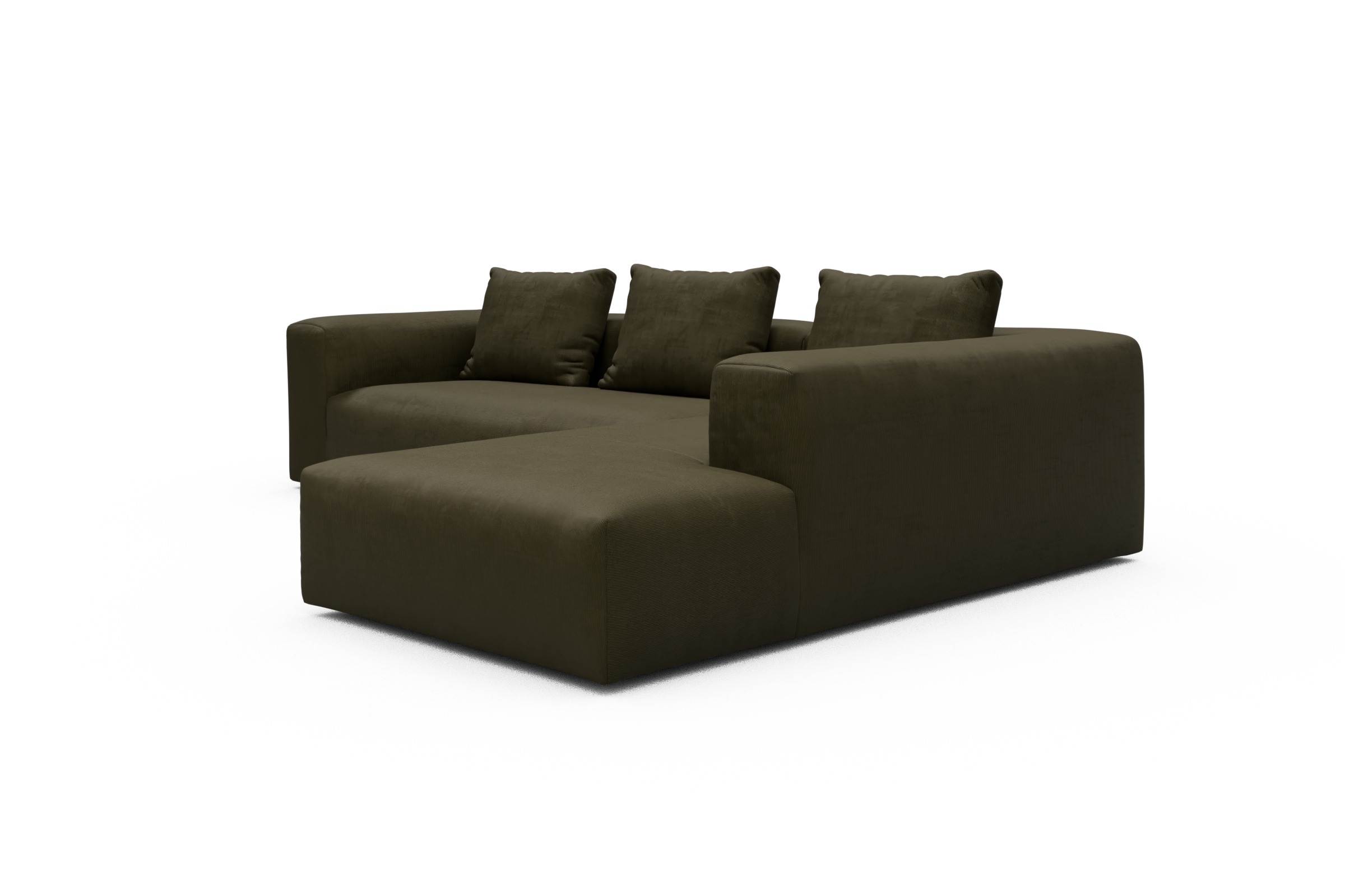 Ecksofa Fred Relax-Ecke rechts mit 2,5-Sitzer Cordufine-Pine-Green