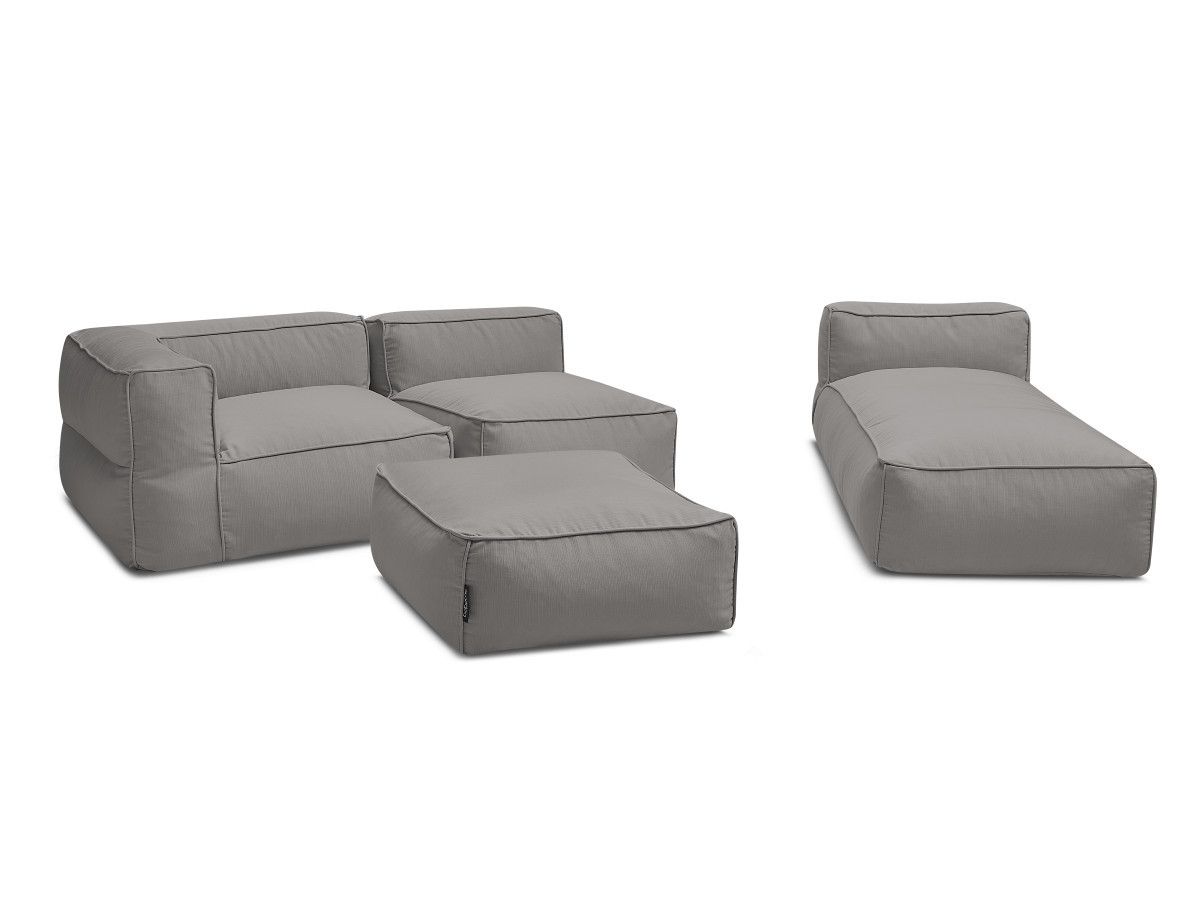Bobochic Giulia Gartensofa 4-Sitzer mit Pouf, 1 Eckmodul Stoff Dunkelgrau