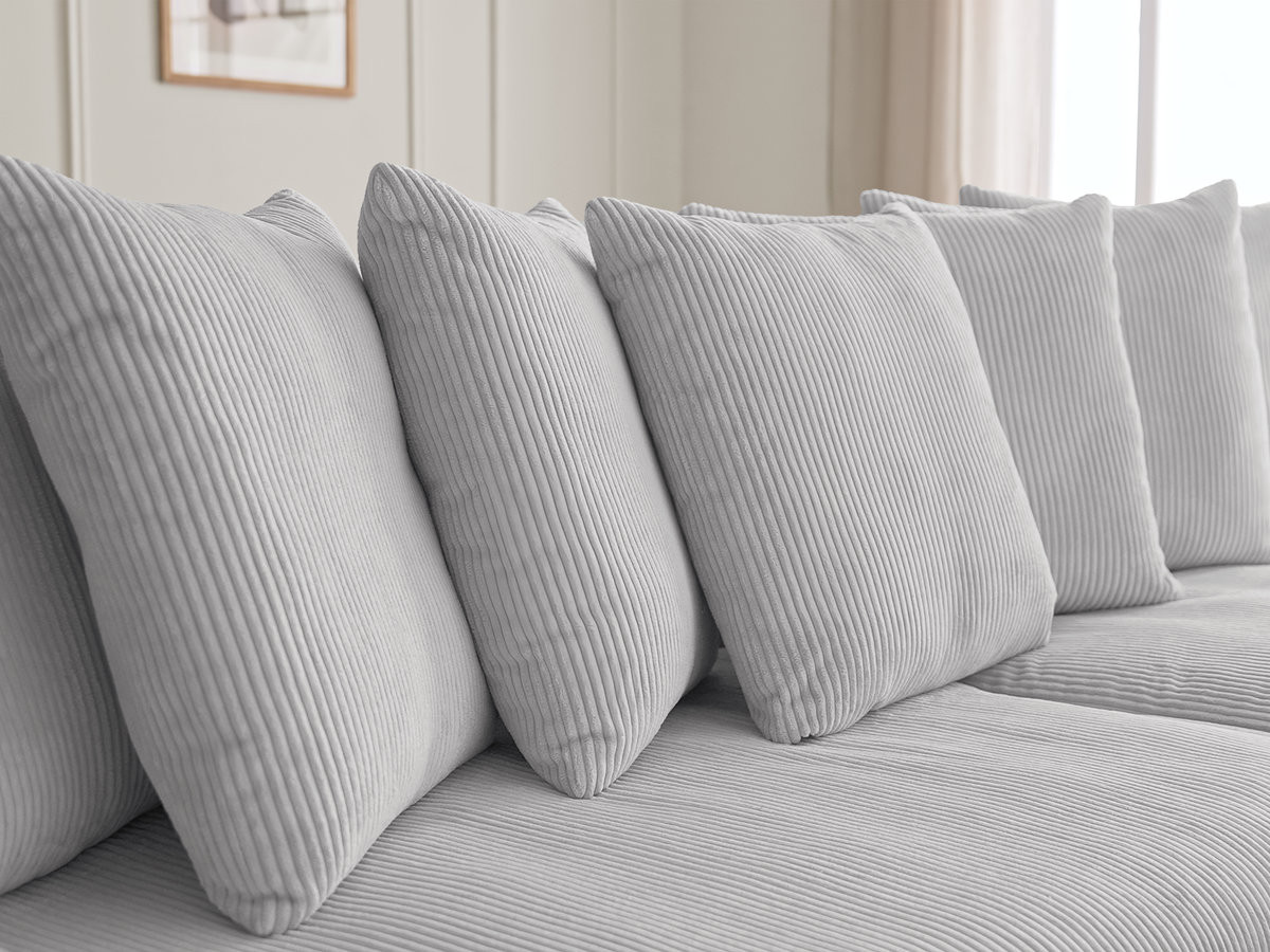 Bobochic Enore Ecksofa 330 × 157 cm Cordsamt Hellgrau Ecke rechts