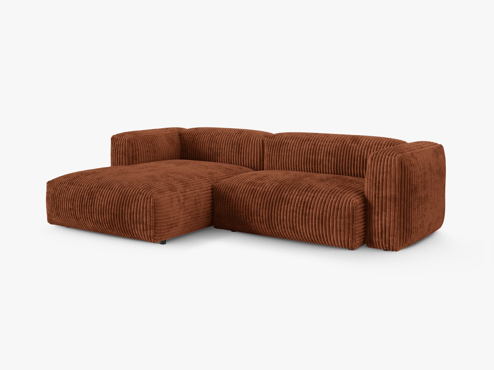 Micadoni Ecksofa Martina 2-Sitzer 90cm Sitztiefe Links Kord Tilia Ziegel