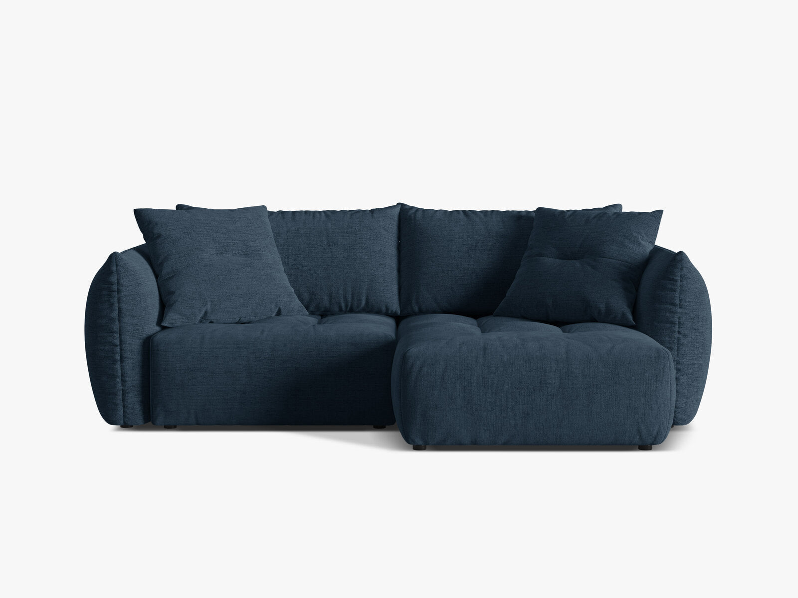 Micadoni Bloom Ecksofa 3-Sitzer mit Schlaffunktion Rechts Strukturierter Stoff Wind Marineblau