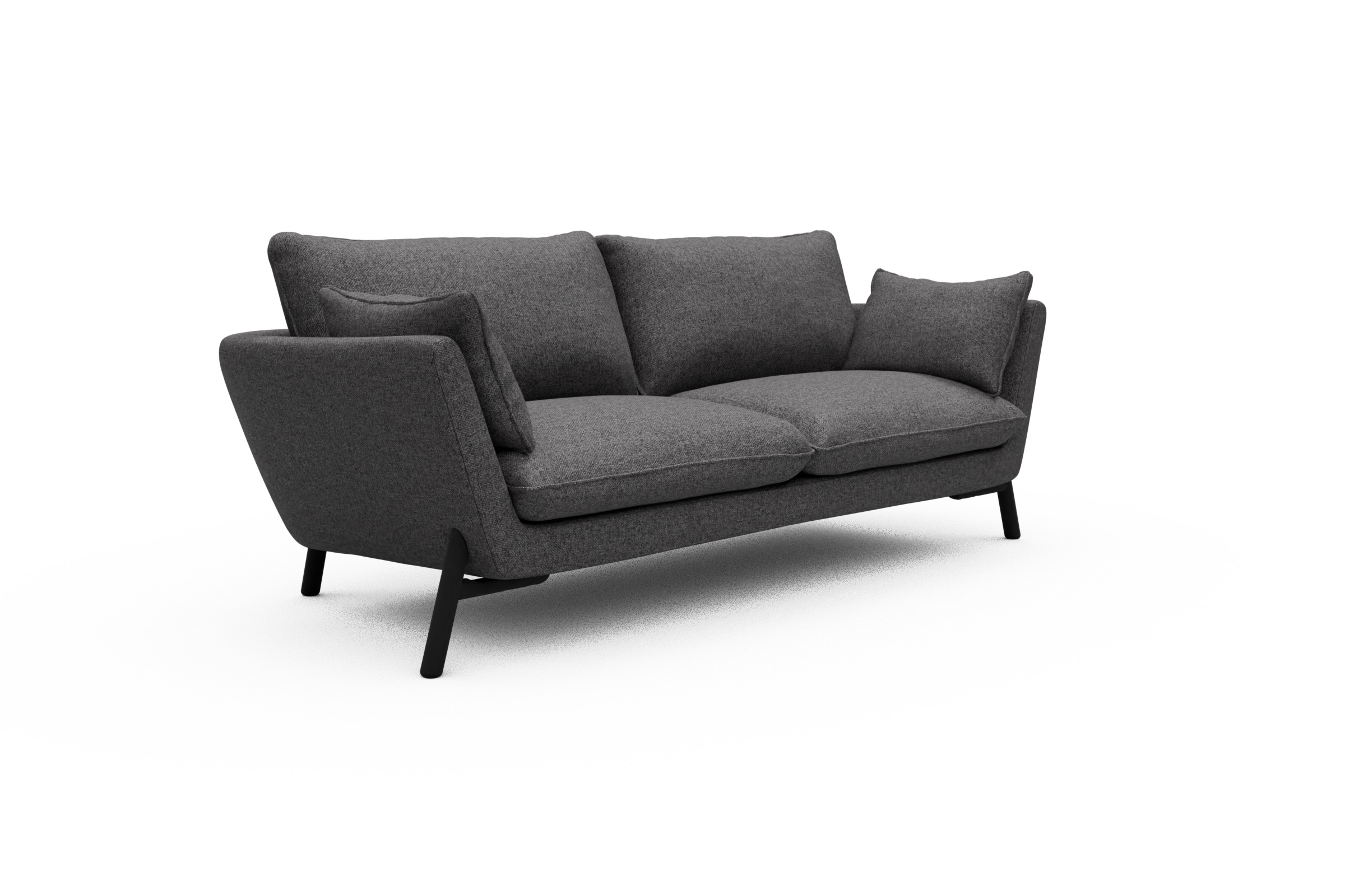 Sofa Emil 3-Sitzer Beinfarbe Eiche Schwarz Sama-Antracite