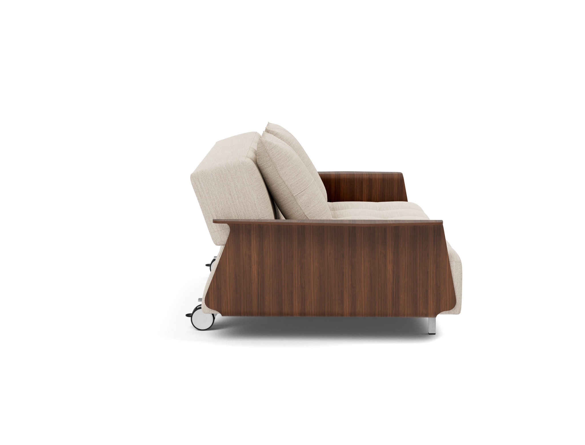 Schlafsofa Long Horn D.E.L. mit Armlehnen Webstoff Blida 612-Sand-Grey