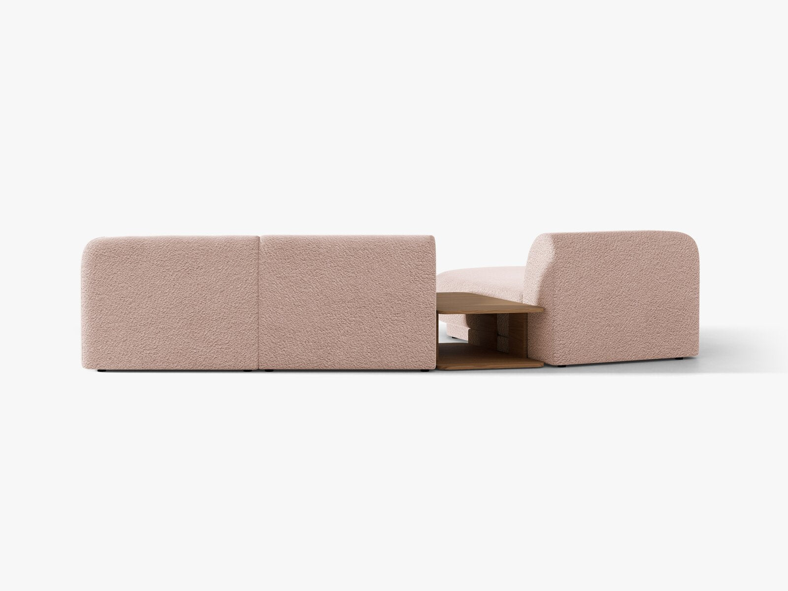 Micadoni Modulares Sofa Miley mit Recamiere 3-Sitzer Links Boucle Baloo Puderrosa