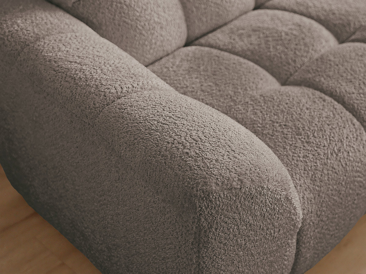 Bobochic Jaya Ecksofa mit Pouf Chenille Taupe Ecke rechts