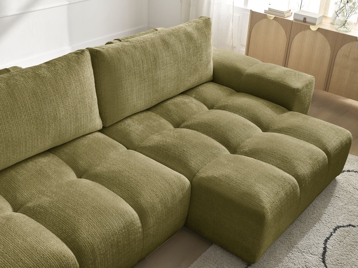 Bobochic Anakin Ecksofa, 2 Kissen Strukturstoff Grün
