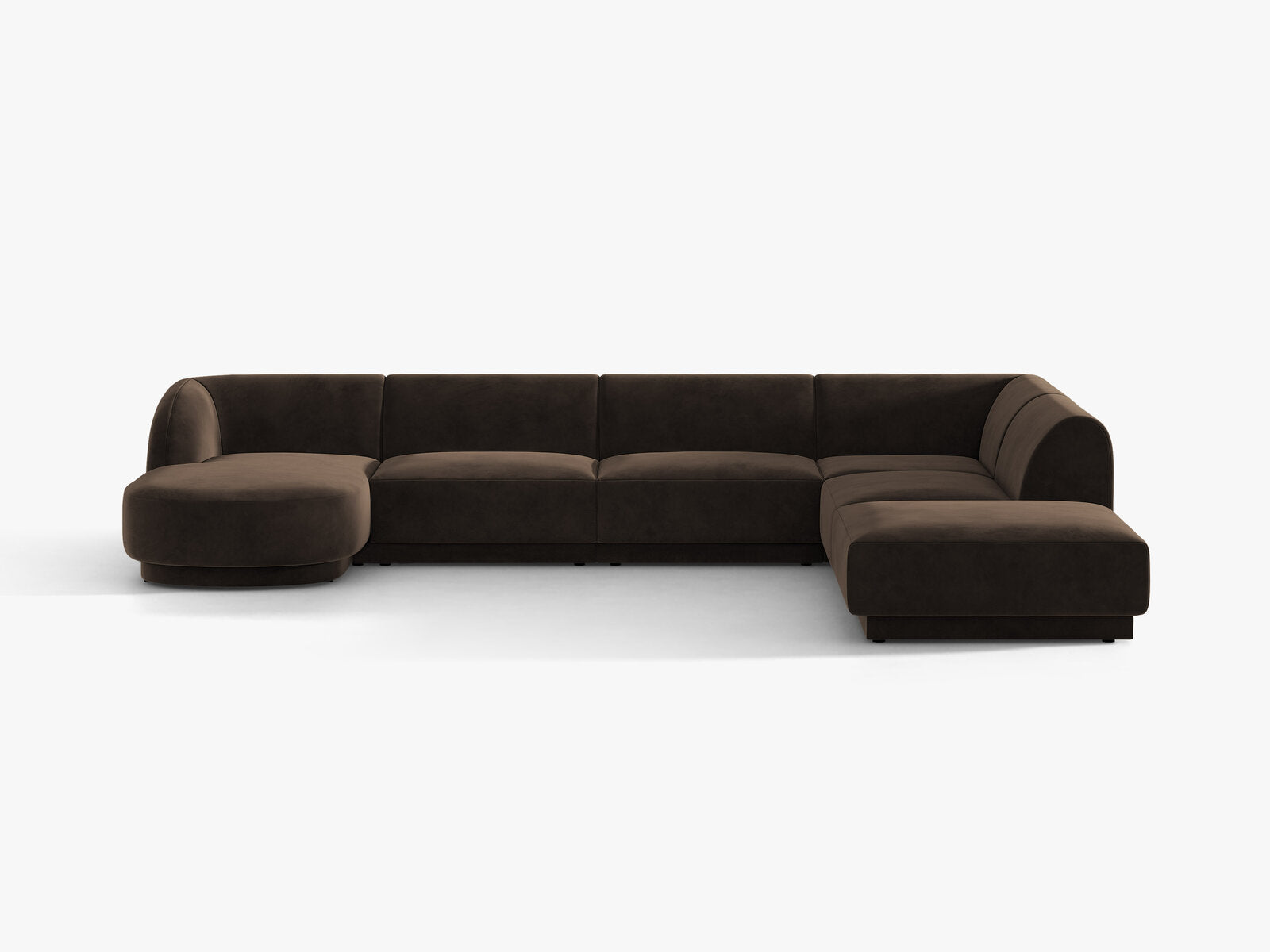 Micadoni Panorama-Ecksofa Miley 6-Sitzer Rechts Samt Bluvel Dunkelbraun