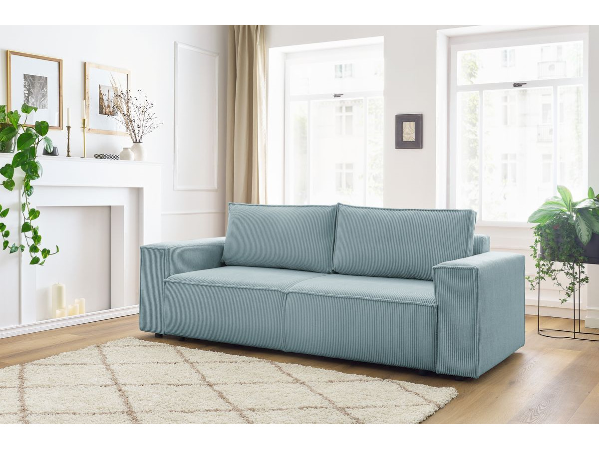Bobochic Nihad Sofa 3-Sitzer Cordsamt Hellblau