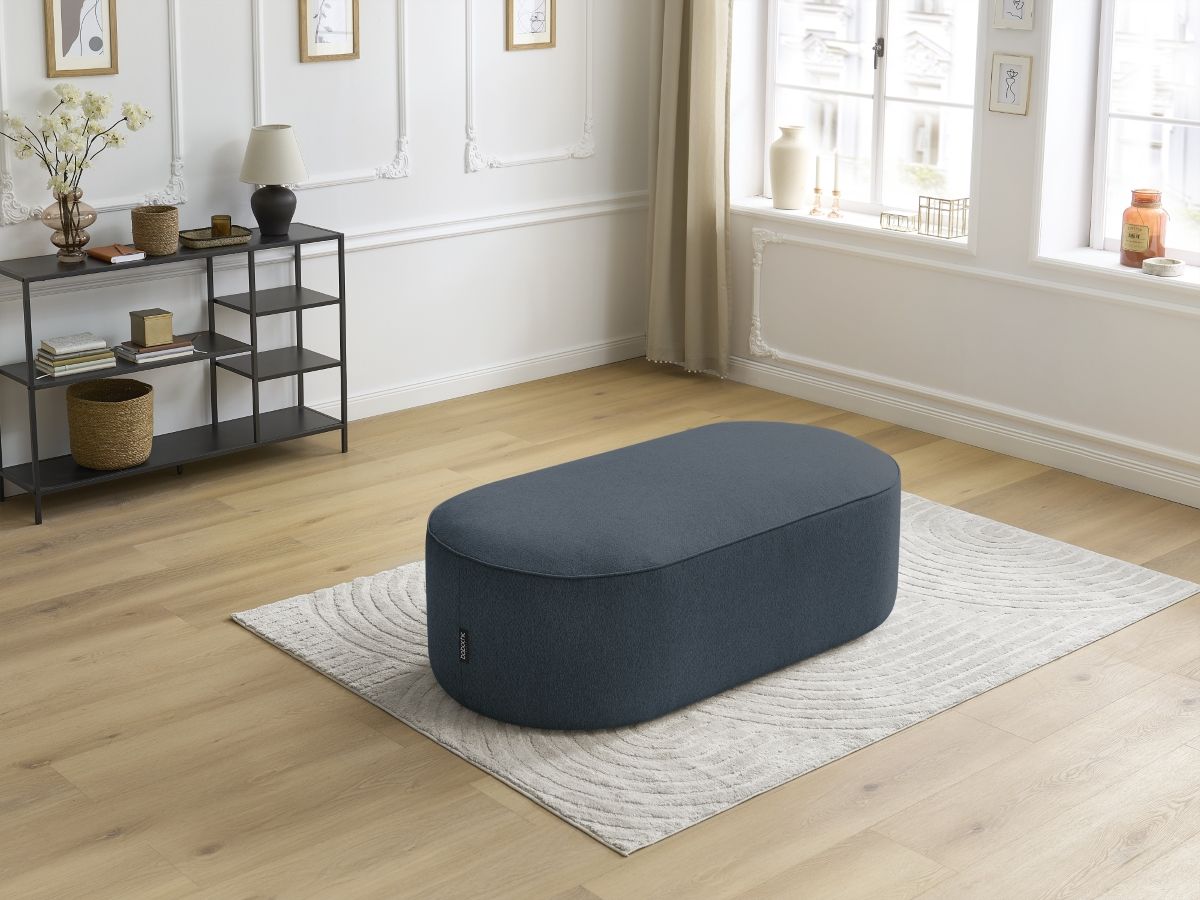 Bobochic Rousseau Pouf Melange-Stoff Dunkelblau