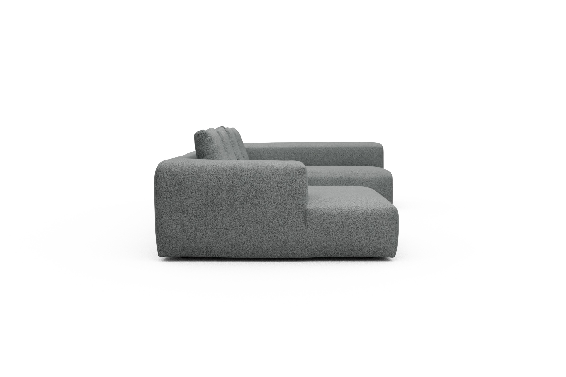 Wohnlandschaft Fred Chaiselongue links mit 2-Sitzer und lange Armlehne rechts Aivi-Gravet-Grey