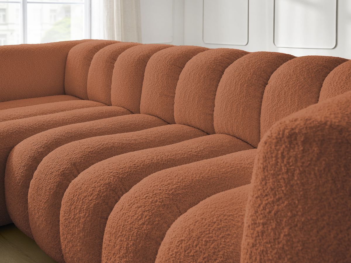Bobochic Talia Ecksofa Bouclé-Stoff Orange Ecke links