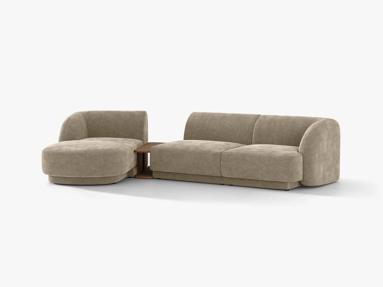 Micadoni Modulares Sofa Miley mit Recamiere 3-Sitzer Links Chenille Haga Beige