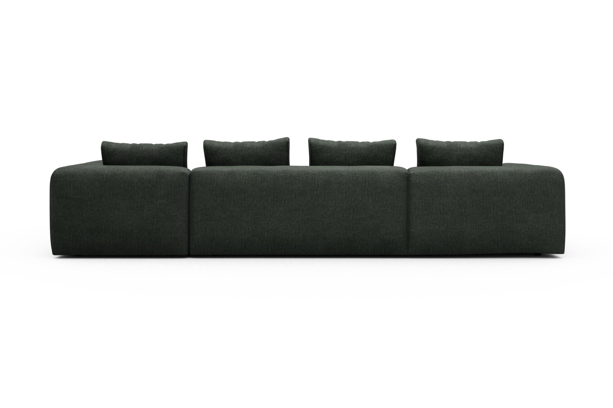 Wohnlandschaft Fred Chaiselongue links mit 2-Sitzer und lange Armlehne rechts Aivi-Pine-Green