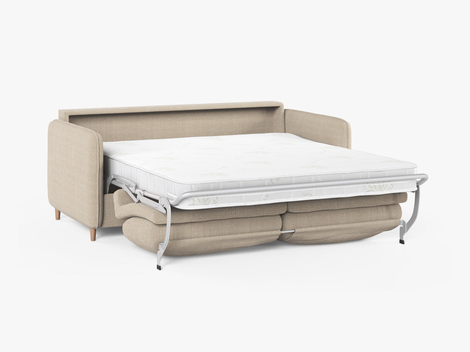 Micadoni Sofa mit Schlaffunktion Simo 3-Sitzer Strukturierter Stoff Babel Beige