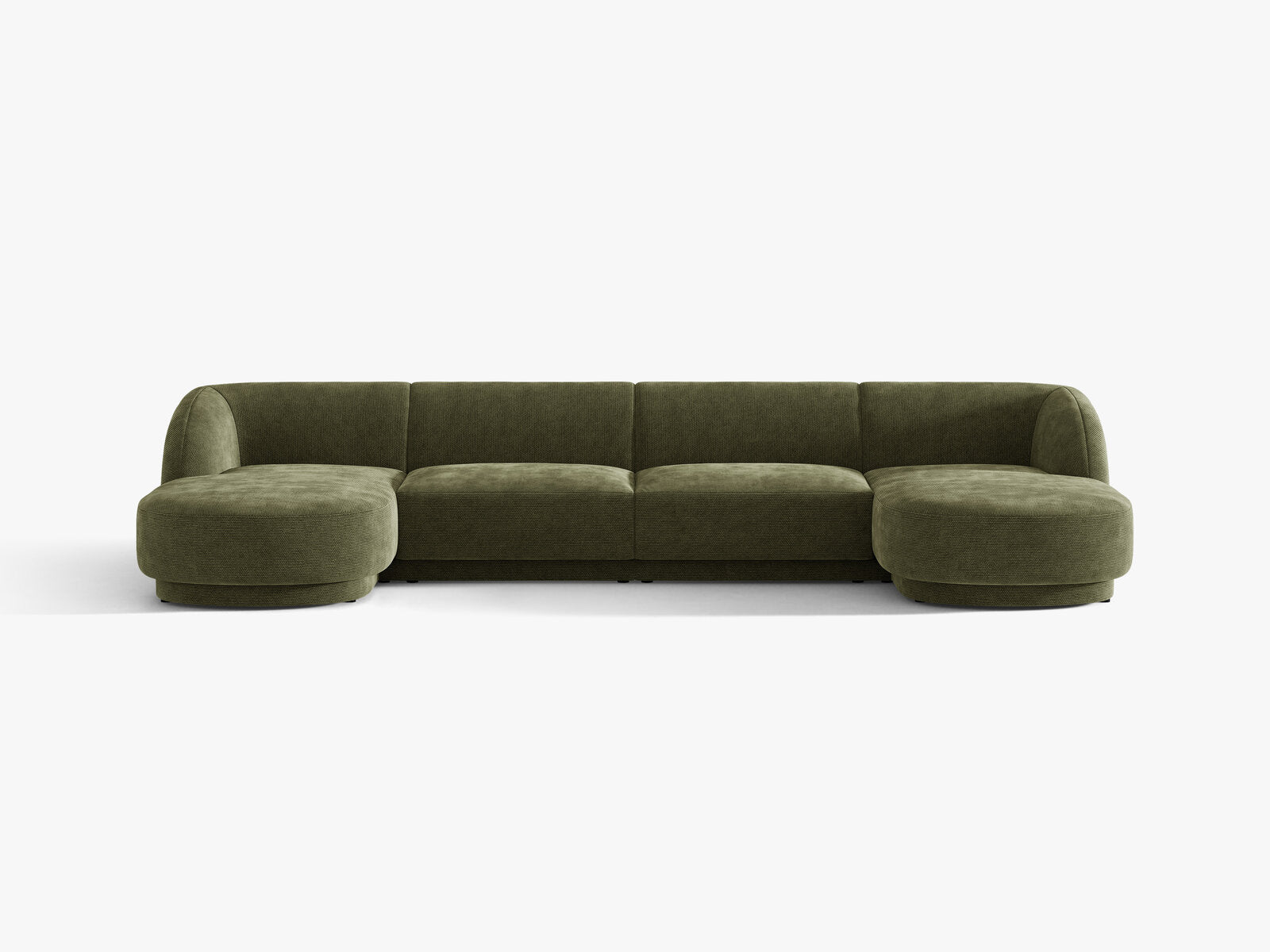 Micadoni Panorama-Sofa Miley 5-Sitzer Chenille Eden Grün