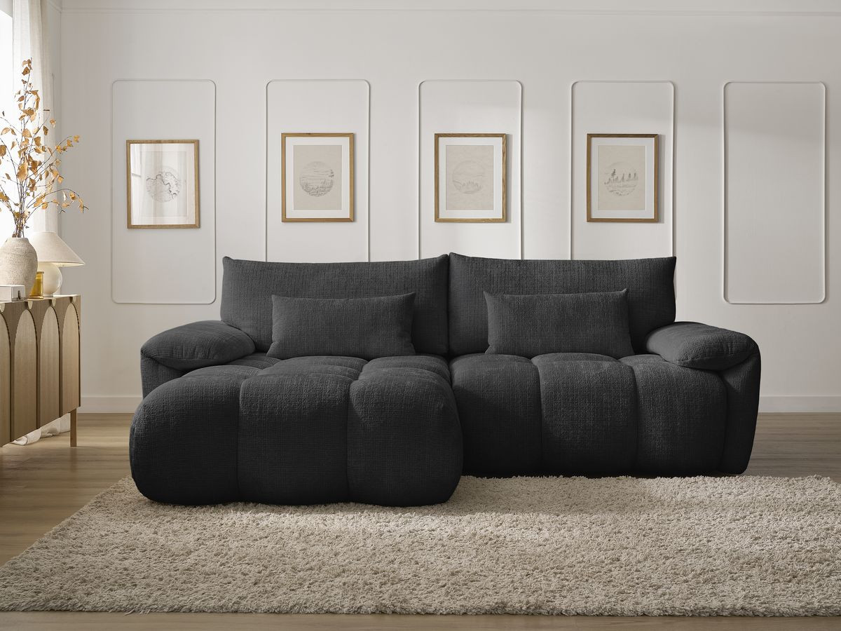 Bobochic Ivane Ecksofa Strukturstoff Schwarz Ecke links