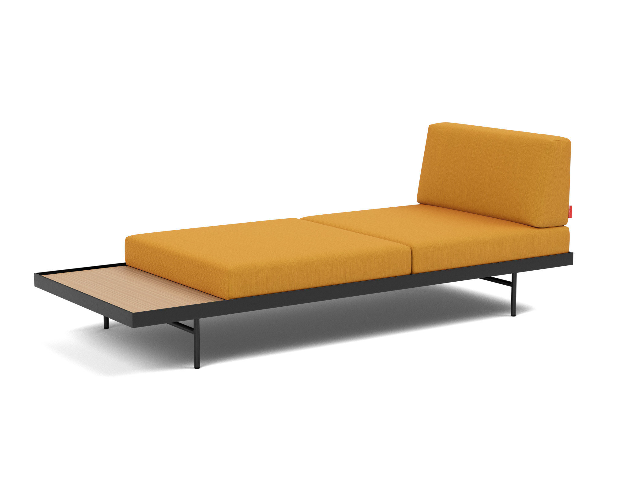 Tagesbett Puri Flachgewebe Elegance 507-Burned-Curry Beine mit Eichentisch