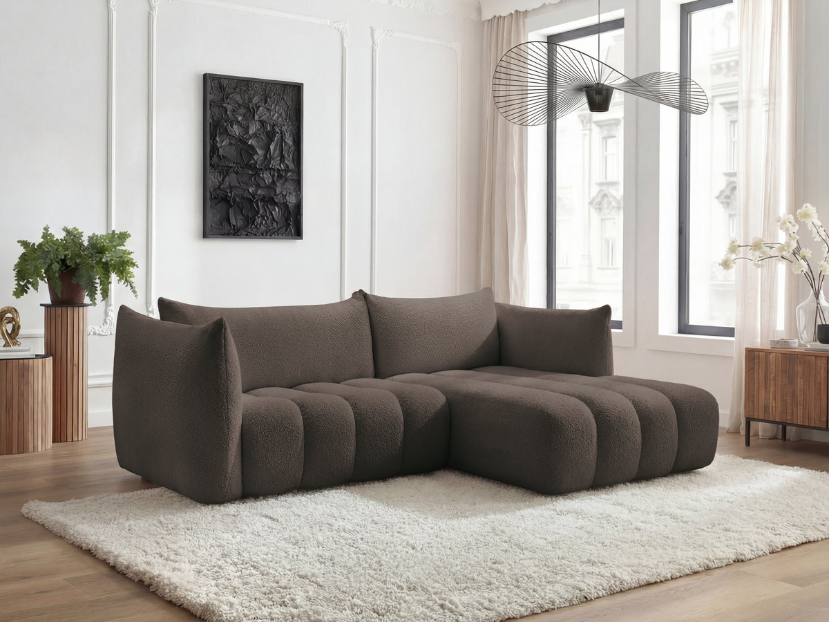 Bobochic Azra Ecksofa 262 × 178 cm Bouclé-Stoff Braun Ecke rechts