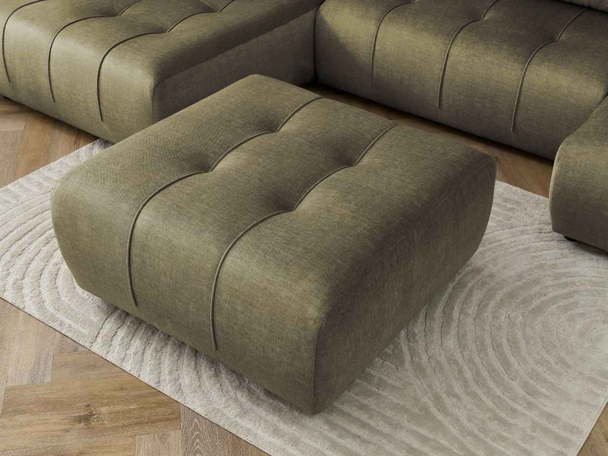 Bobochic Arsene Wohnlandschaft mit Pouf Samt Grün Ecke rechts