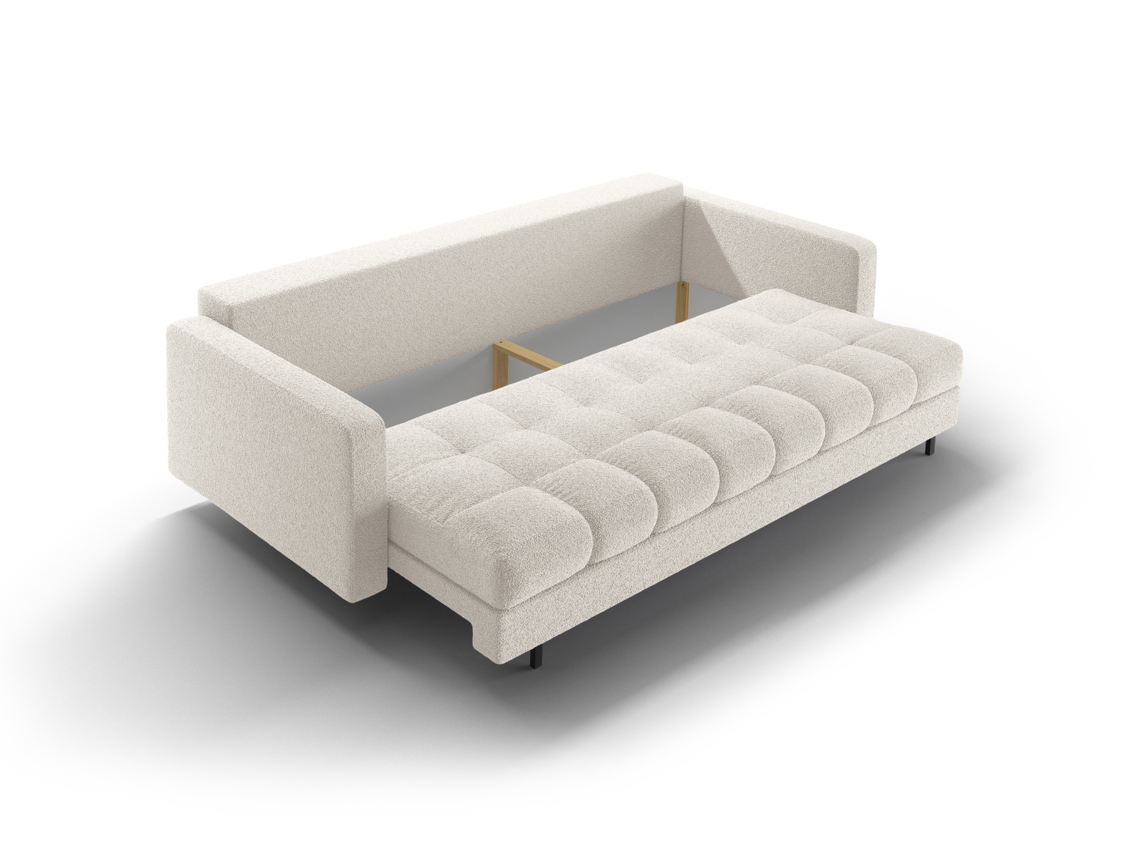 Cosmopolitan Design Schlafsofa Bali 3-Sitzer mit Bettkasten Boucle Baloo Weiß