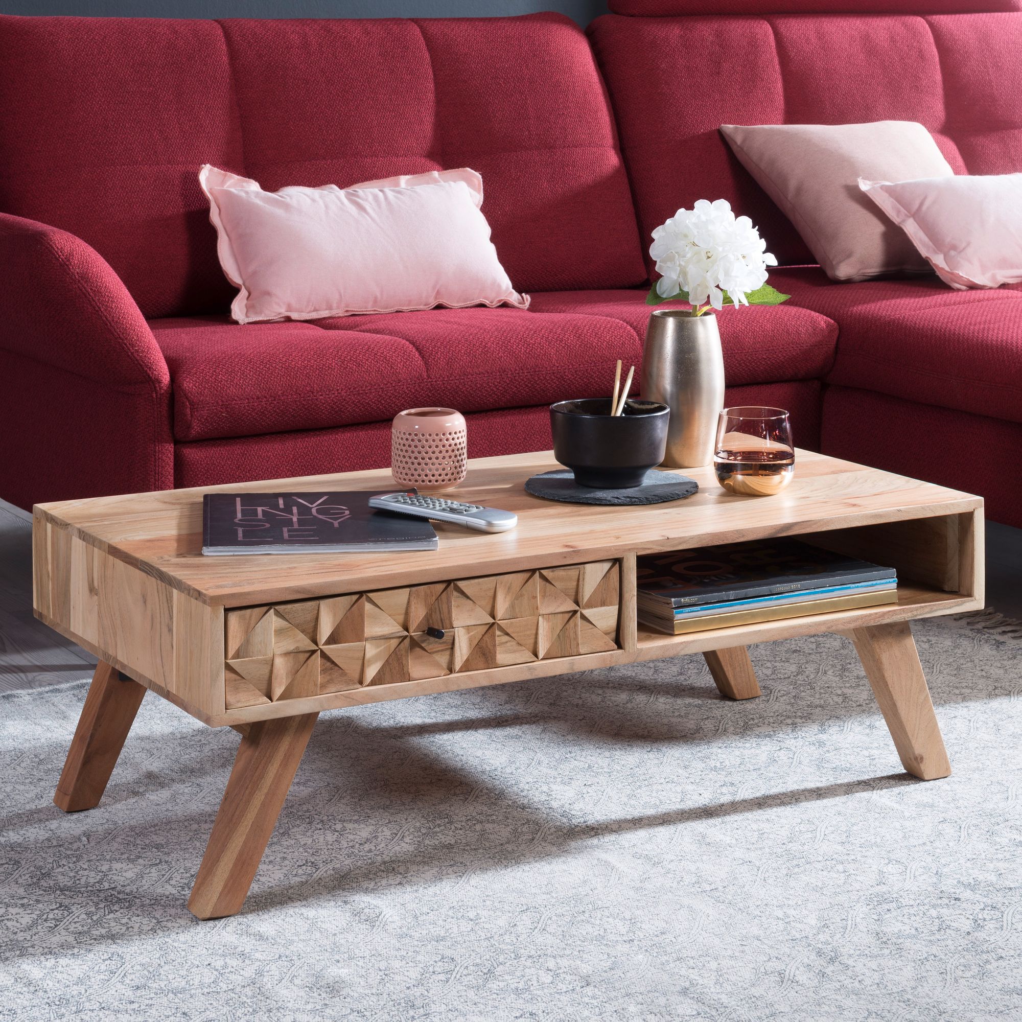 Couchtisch Nordfjord Akazie Massivholz 95 × 50 × 35 cm