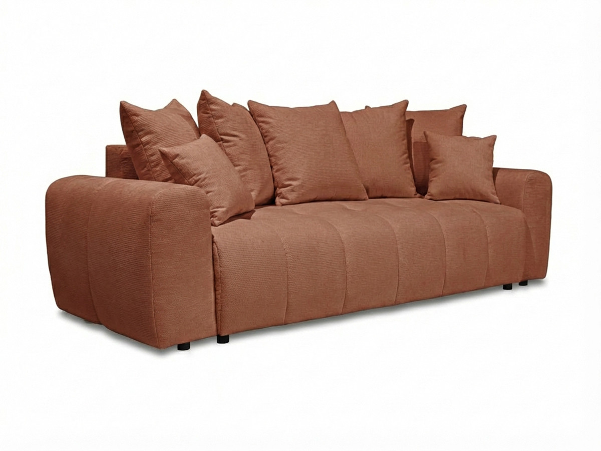 Bobochic Roxelane Schlafsofa 3-Sitzer mit Bettkasten Melange-Stoff Orange