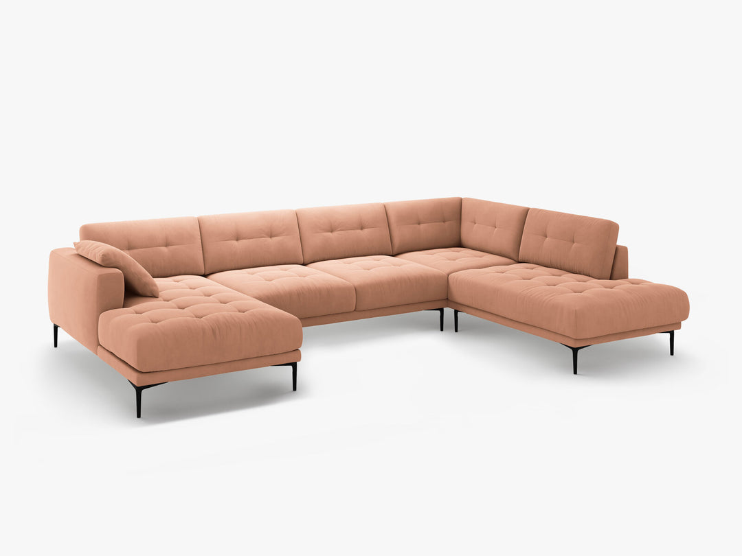Micadoni Panorama Ecksofa Bemy 7-Sitzer Rechts Samt Rosa