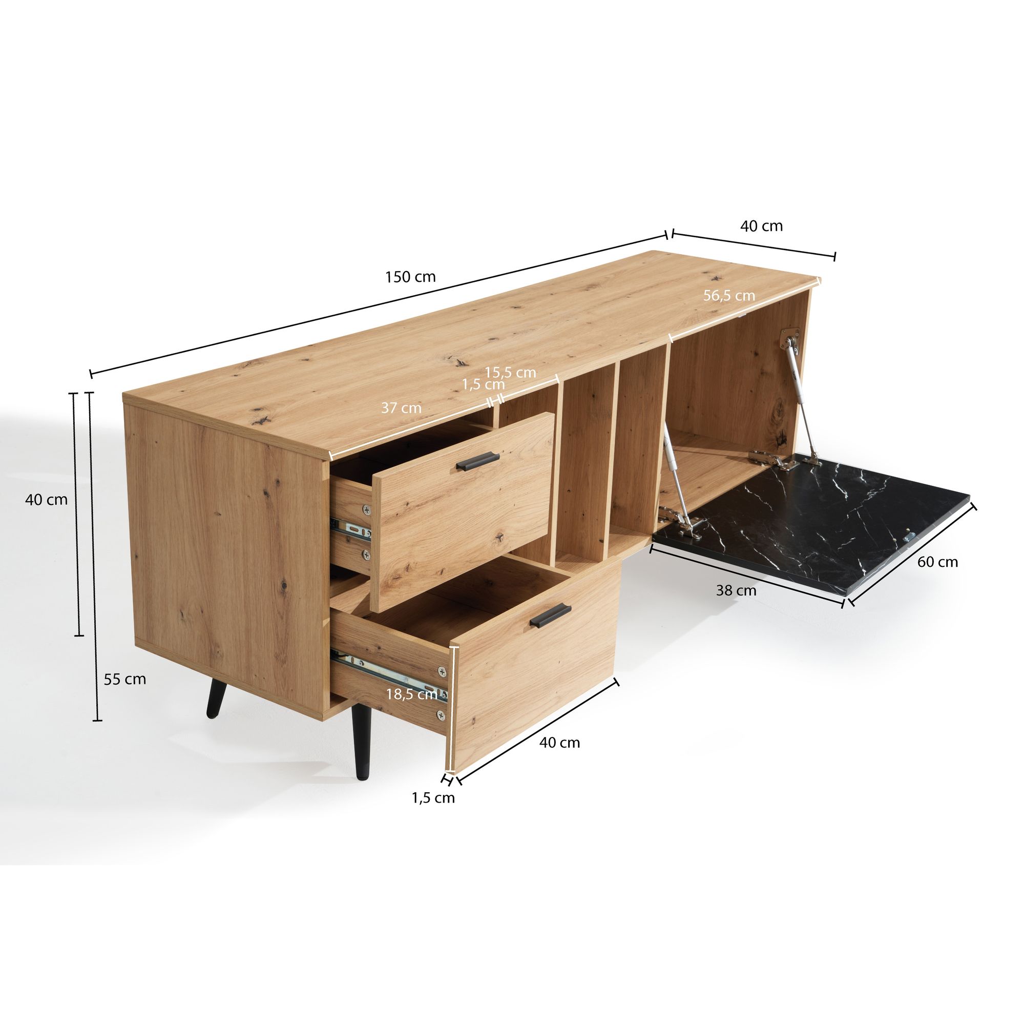 Lowboard Dalane Marmoroptik Braun 150 × 40 × 55 cm