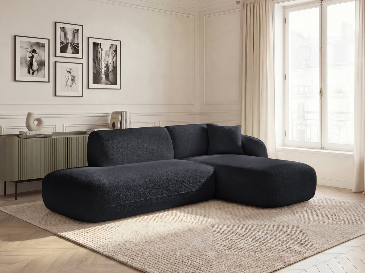 Bobochic Anda Ecksofa 241 × 163 cm Chenille Schwarz Ecke rechts