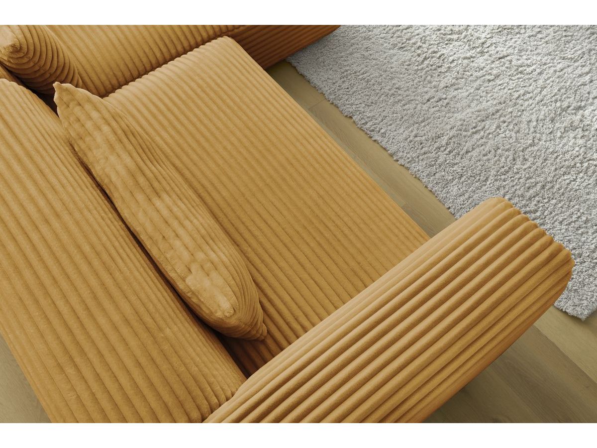 Bobochic Harry Ecksofa Breitcord weich Gelb Ecke rechts