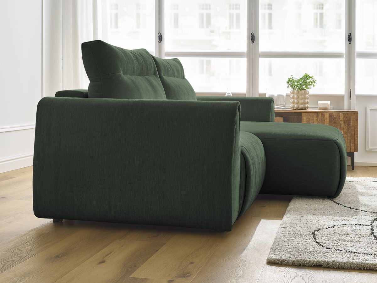 Bobochic Aden Ecksofa 246 × 152 cm Stoff Grün Ecke rechts